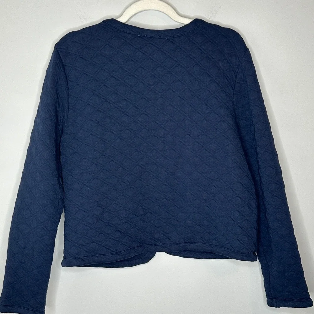 J. Crew Factory‎ Quilted Jacket Women's Medium Navy Blue Open Front Pockets Fa24 - Picture 10 of 11